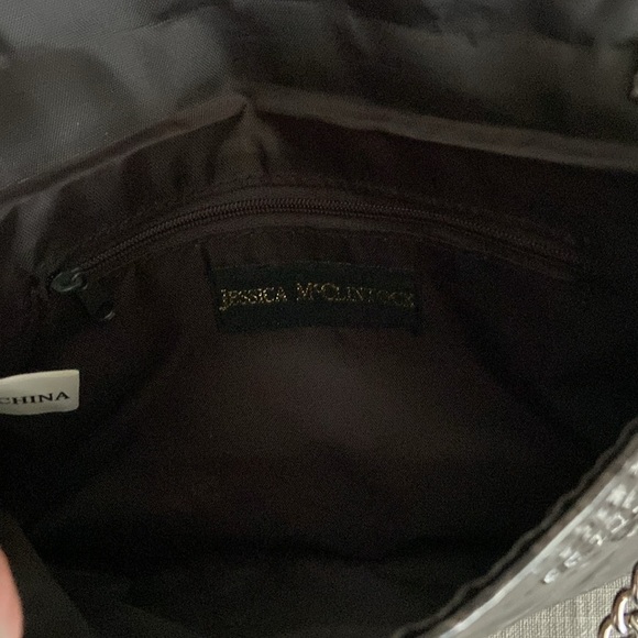 Jessica McClintock Evening Bag Envelope Chain Strap Brown - Picture 4 of 7
